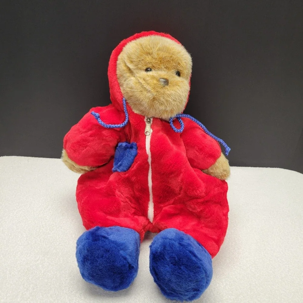 Teddy Bear w/ red snow suit & blue boots Plush Backpack